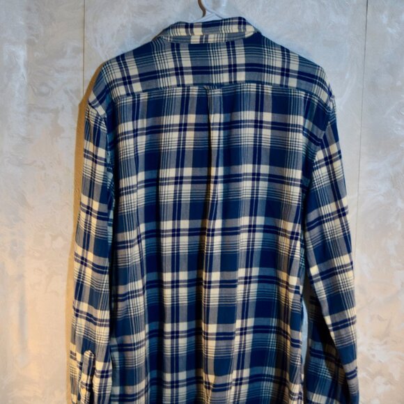 Grayers Men's XL | Blue Cream Plaid Heritage Flannel Shirt | Long Sleeve Cotton - Picture 2 of 5